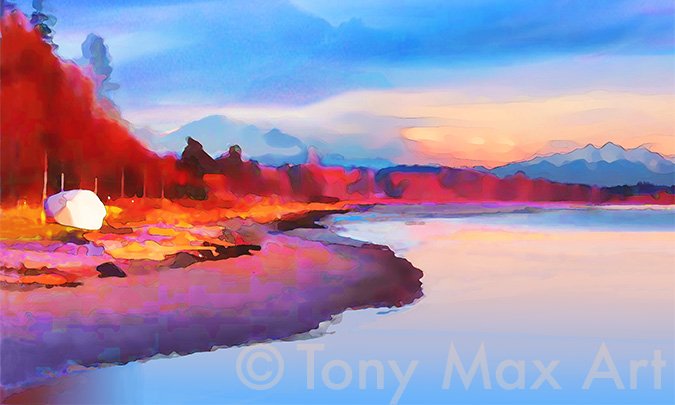 "White Rock – Fiery Sunset" – White Rock art by Tony Max