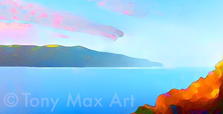 "Whytecliff – Changing Sky – Close-up Panroama" – Canadian coastal art by legendary artist Tony Max