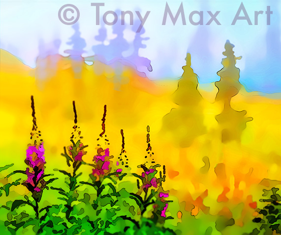 "Wild Fireweed – Horizontal" – British Columbia coast art by Tony Max