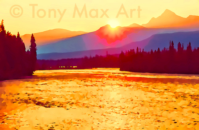 "Wild River 5" – Contemporary Canadian landscape art by artist Tony Max