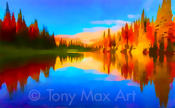 Wilderness Lake 2" -  Canadian nature art by Tony Max
