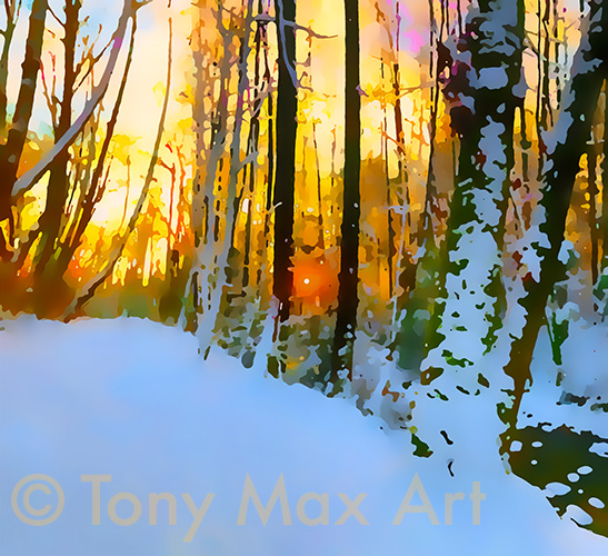"Winter Creek 1 – Almost Square" –Canadian nature art by Canada's best landscape artist, Tony Max