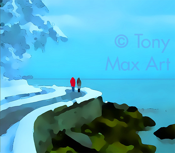 "Wintry Walk – Closeup" – Vancouver fine art prints by painter Tony Max