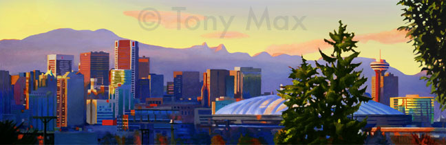 City at Sundown -  Vancouver art prints by BC artist Tony Max