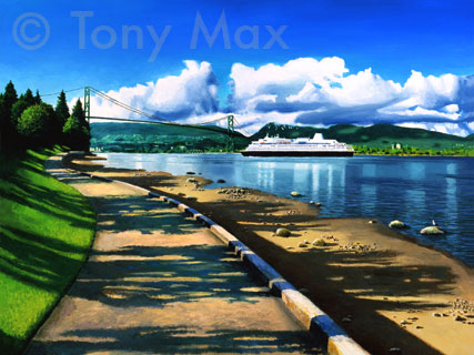 Cruise Ship and Stanley Park - Vancouver Art Prints and BC Art Prints by artist Tony Max