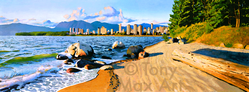 Kitsilano Beach - Stanley Park -  Vancouver art prints by renowned artist Tony Max