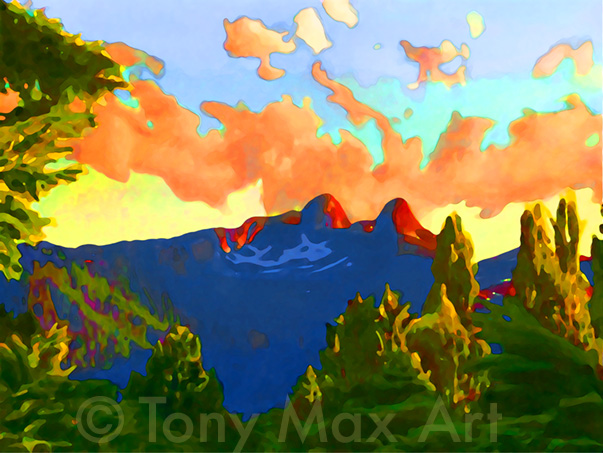 "Lions Sunrise - Lions Peaks" - Lower Mainland art prints by Canadian artist Tony MaxTony Max