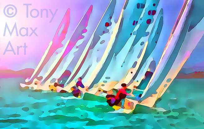 "Regatta 7" – sailing paintings by artist Tony Max